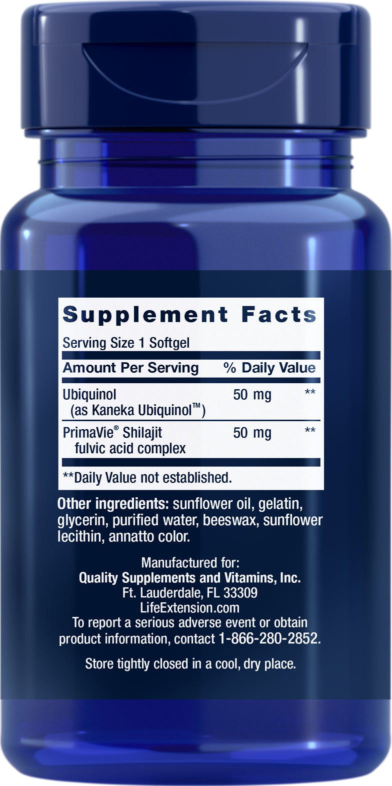 Super Ubiquinol CoQ10 W/ Enhanced Mitochondrial Support™50 mg 100 Softgels By Life Extension