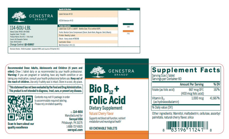 Bio B12 + Folic Acid (60 tabs) by Genestra Brands