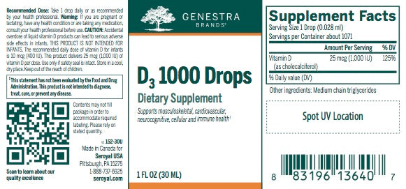 D3 1000 Drops (1 fl oz) by Genestra Brands