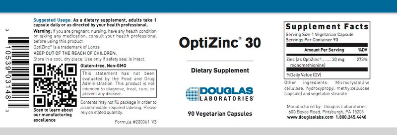 Opti-Zinc 30 (90 V-caps) by Douglas Laboratories