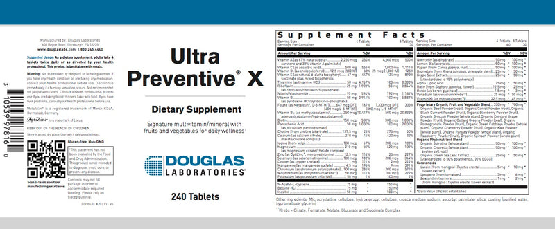 Ultra Preventive X (240 tabs) by Douglas Laboratories
