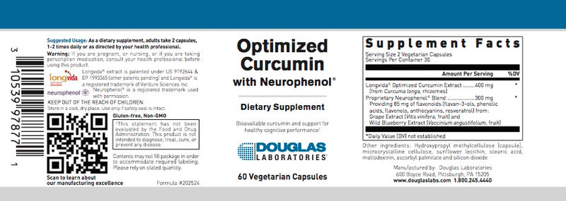 Optimized Curcumin W/Neurophenol (60 V-caps) by Douglas Laboratories