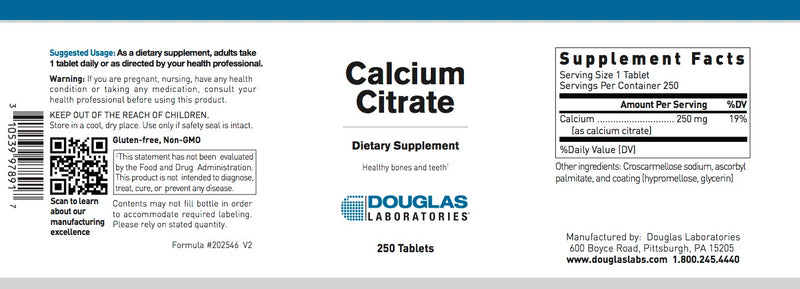 Calcium Citrate (250 mg.) (250 tabs) by Douglas Laboratories