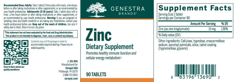 Zinc (90 tabs) by Genestra Brands