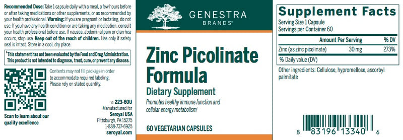 Zinc Picolinate Formula (60 caps) by Genestra Brands