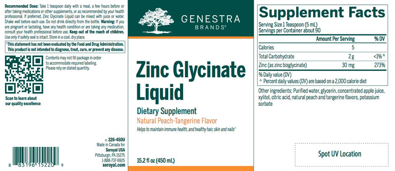 Zinc Glycinate Liquid - (450 ml) by Genestra Brands