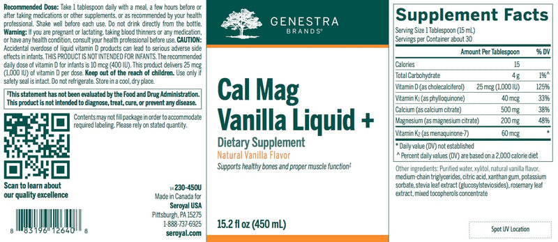 Cal Mag Vanilla Liquid + (450 ml) by Genestra Brands