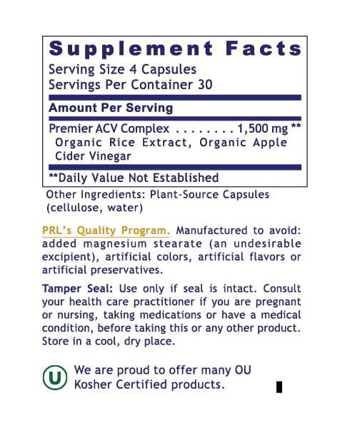 ACV - Apple Cider Vinegar  (120  Caps) - By Premier Research Labs