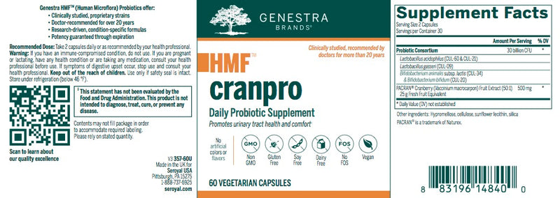 HMF CranPro/HMF UTI  (60 caps) by Genestra Brands