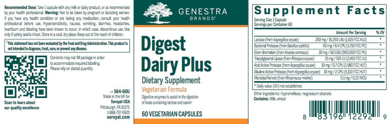 Digest Dairy Plus (60 caps) by Genestra Brands
