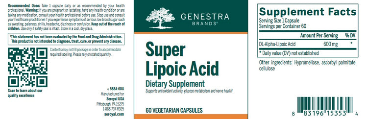 Super Lipoic Acid (60 caps) by Genestra Brands
