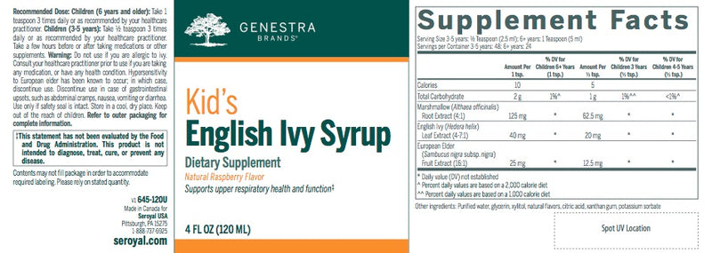 Kids English Ivy Syrup by Genestra