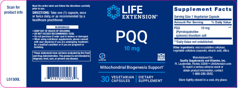 PQQ 30 Veg Caps by Life Extension