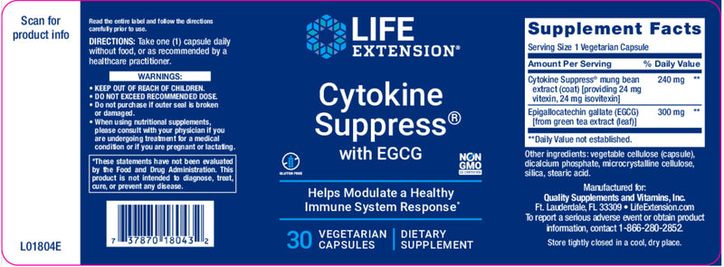 Cytokine Suppress® with EGCG 30 veg caps by Life Extension