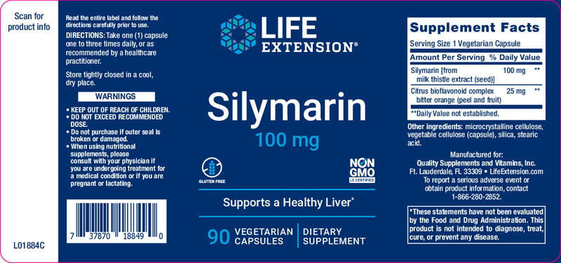 Silymarin 100 mg 90 veg caps by Life Extension