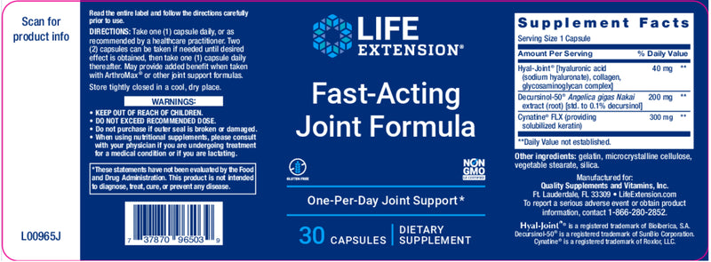 Fast-Acting Joint Formula 30 caps by Life Extension