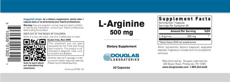 L-Arginine 500 mg. (60 caps) by Douglas Laboratories