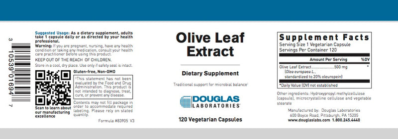 Olive Leaf Extract (120 V-caps) by Douglas Laboratories