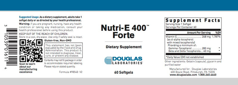 Nutri-E 400 Forte (60 softgels) by Douglas Laboratories
