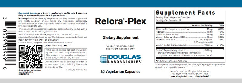 Relora Plex (60 V-caps) by Douglas Laboratories