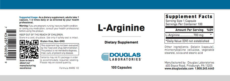 L-Arginine 700 mg. (100 caps) by Douglas Laboratories