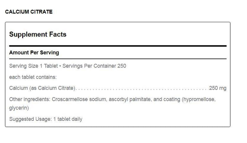 Calcium Citrate (250 mg.) (250 tabs) by Douglas Laboratories