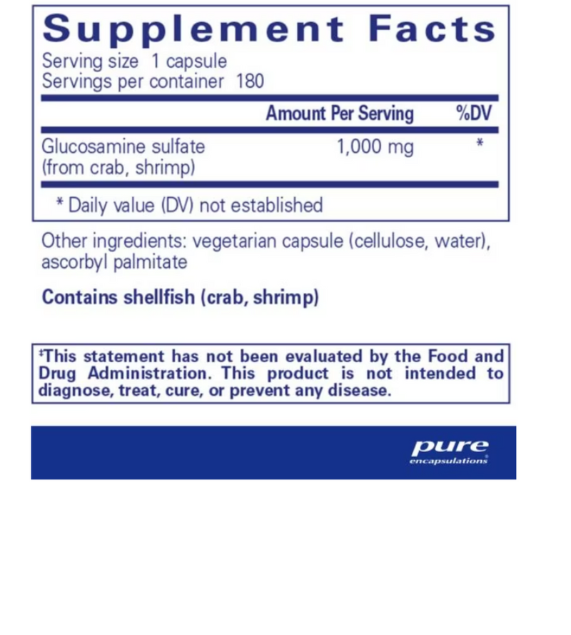 Glucosamine Sulfate 1,000 mg 180 caps by Pure Encapsulations