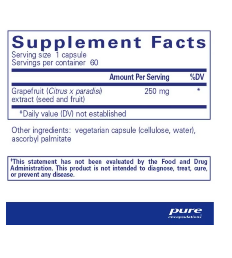 Grapefruit Seed Extract 60 caps  By Pure Encapsulations