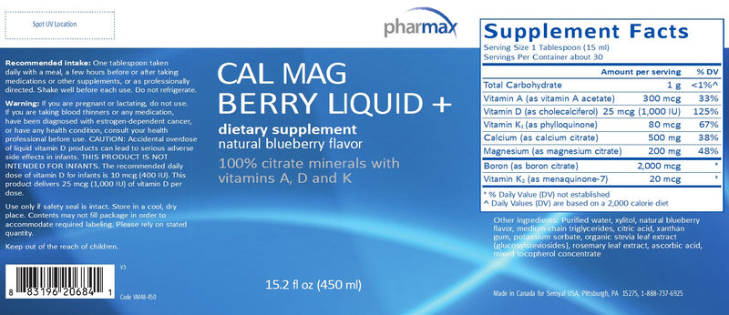 Cal : Mag Berry Liquid + (450 ml) by Pharmax