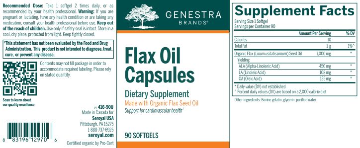 Flax Oil Capsules 90 softgels by Genestra