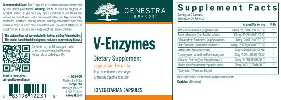 V- Enzymes 60 veg caps  by Genestra