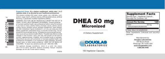 DHEA Micronized 50 mg 100 veg caps by Douglas Labs
