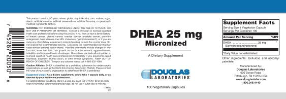 DHEA 25mg Dissolvable Tablets 60 tabs by Douglas Labs