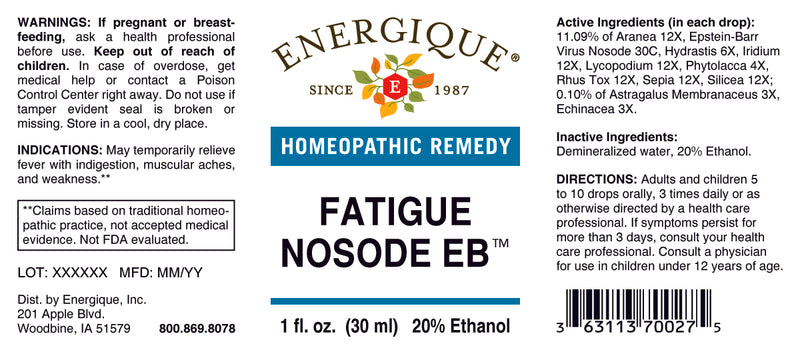 Fatigue Nosode EB 1 oz  by Energique