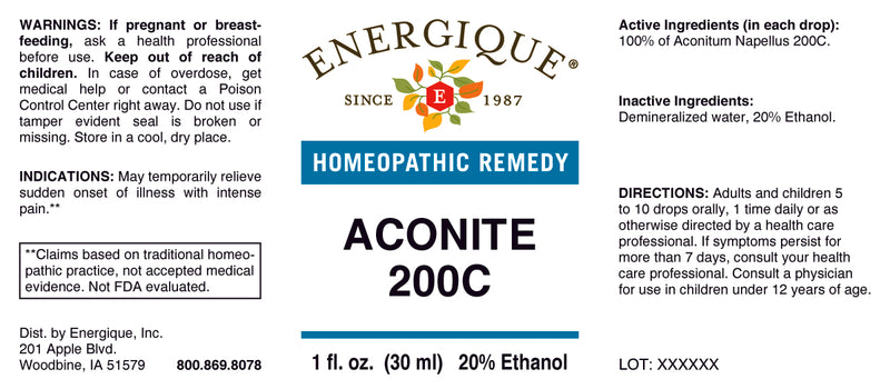 Aconite 200C 1oz by Energique