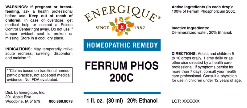 Ferrum Phos 200 c 1 oz by Energique
