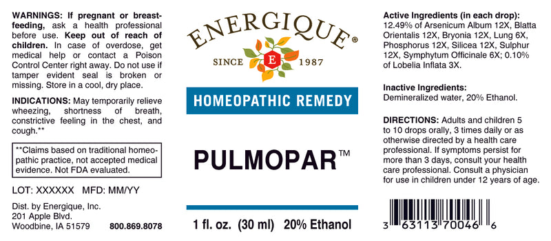 Pulmopar ( was Pneumopar) 1 oz by Energique