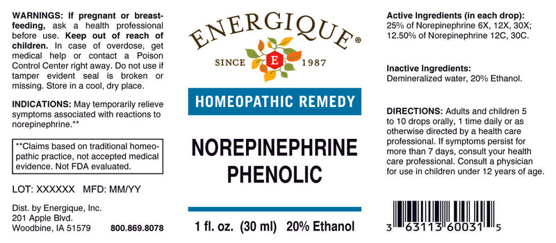 Norepinephrine Phenolic 1 oz by Energique