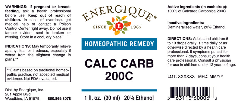 Calc Carb 200C 1 oz by Energique