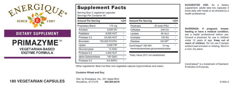 Primazyme 180 Veg Caps by Energique