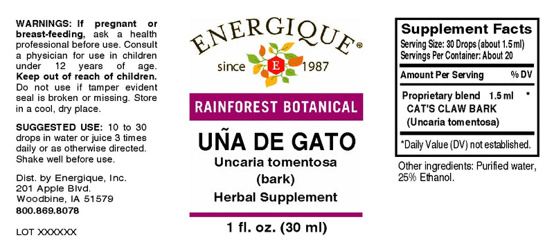 Una De Gato( Cats Claw Extract)  1 OZ  by Energique