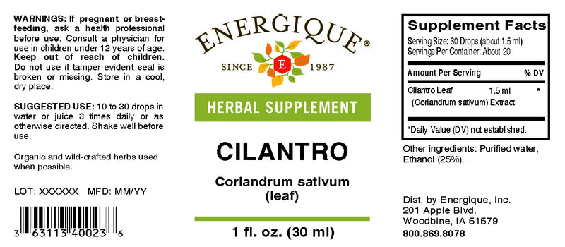 Cilantro Liquid Herbal Leaf 1 oz by Energique