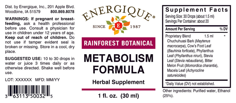 Metabolism Formula 1 oz by Energique