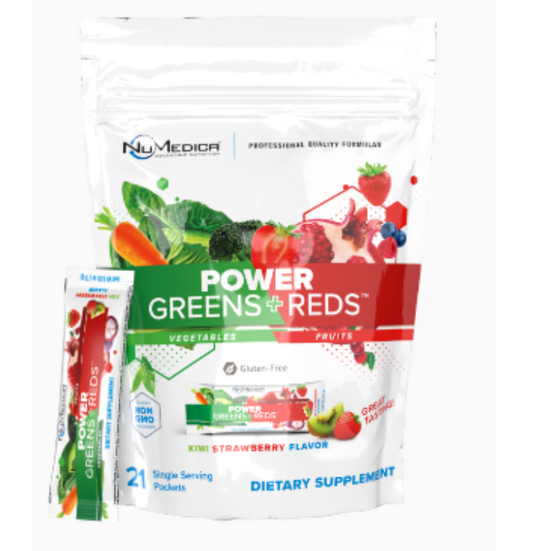Power Greens and Reds Kiwi and Strawberry-Single Serving 21 Packets by Numedica