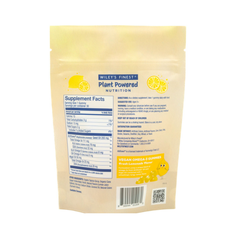 Vegan Omega-3 Gummies for Kids, Fresh Lemonade • 30ct