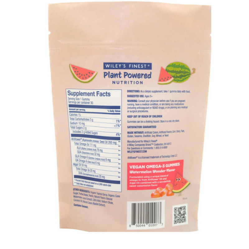 Vegan Omega-3 Gummies for Kids, Watermelon Wonder • 30ct  by Wiley&
