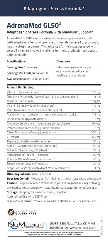 AdrenaMed® GL50 90 caps by NuMedica
