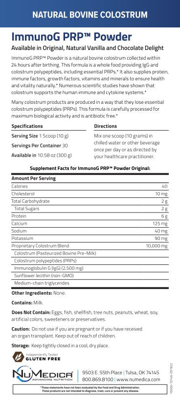 ImmunoG PRP Powder Vanilla 10.58oz  by Numedica