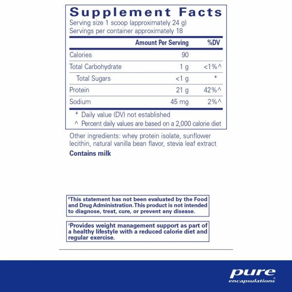 Whey Basics Natural Vanilla Bean 475g by Pure Encapsulations