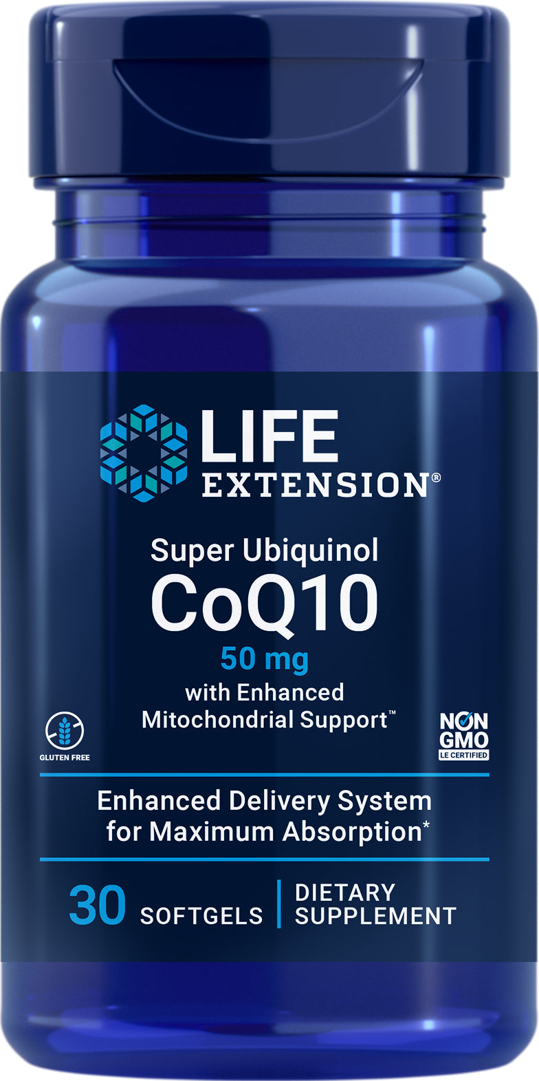 Super Ubiquinol CoQ10 W/ Enhanced Mitochondrial Support™50 mg, 30 softgels By Life Extension